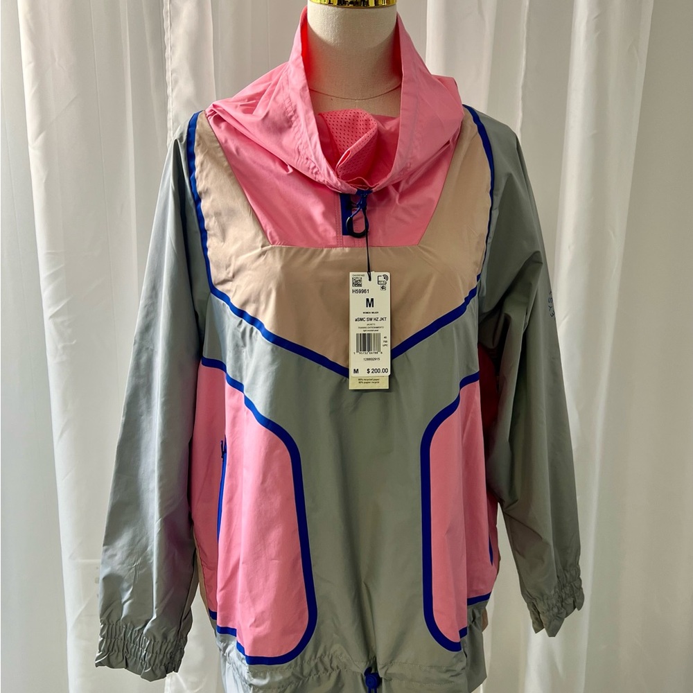 Adidas by Stella McCartney Pink and Gray Raincoat Sporty Design/NWT